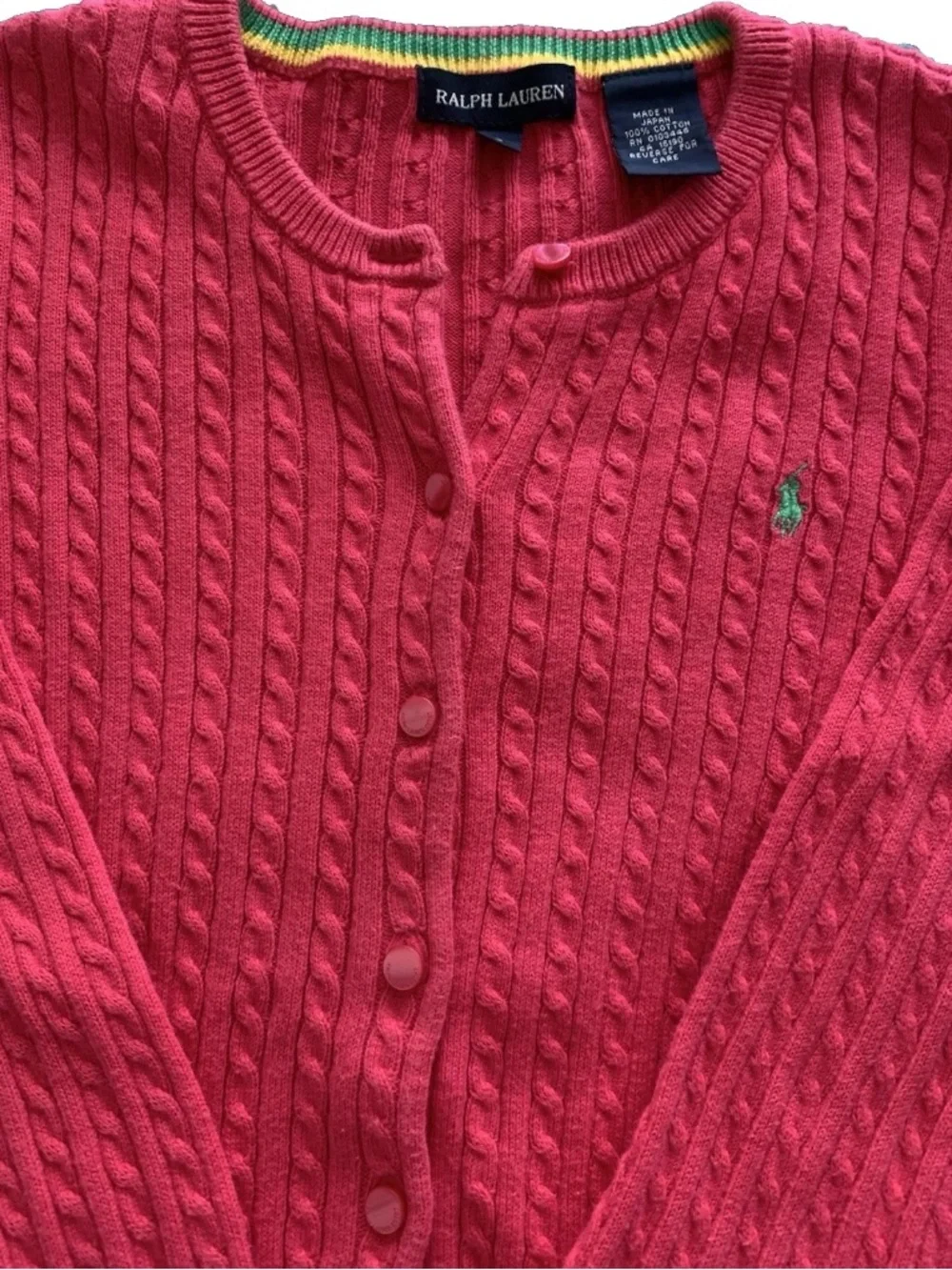 Ralph Lauren Girls Pink Cable Knit Cardigan